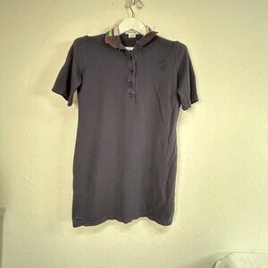 Lacoste Womens Short Sleeve Polo Dress Size 40 Black with Stripe Collar Casual